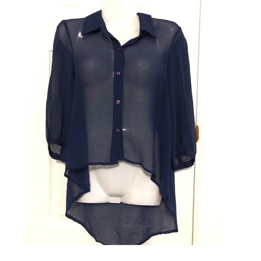 Blue sheer blouse